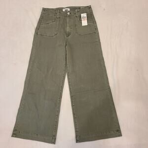 NWT PAIGE Women's Wide Leg Cropped Pants Vintage Ivy Green Sz 28 $239